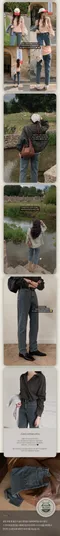 Slowand made－LAND DEMIN中藍修身小直筒牛仔褲：4 size（有加長版本）