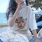 LINENNE－baby cat boxy tee (3color)：貓咪塗鴉上衣