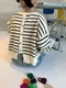 LINENNE－back button stripe knit (ivory)：後鈕扣可愛針織上衣！