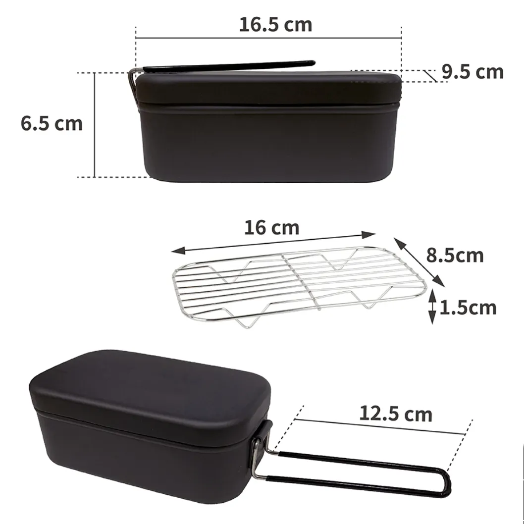 Nuit 努特 800ml煮飯神器二件組 飯盒 蒸架 Ntw74 陽極黑