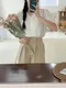 【預購】正韓 花瓣領滾邊小抓皺袖襯衫上衣