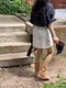 LINENNE－plain white skirt (white)