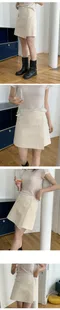 98doci made-OAT/Creamy Two-button Wrap Skirt：側開衩造型短裙