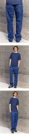 【23SS】Wooalong 皺褶造型水洗牛仔寬褲(藍)