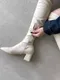✈簡約巴洛克-韓國貼腿皮革方頭膝上靴