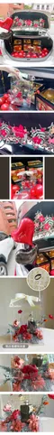 後車廂派對情境套組：甜蜜莓果紅黑風格生日氣球＋永生花月曆桌飾組(佈置費另計)[DNBC550001]