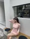 粉紅佳人-韓國造型繞頸挖肩洋裝
