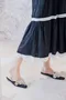 高級訂製蕾絲珍珠寶石 平底穆勒鞋＿(2色：黑)（35～39）