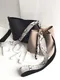 蛇紋背帶質感水桶包(黑&米色) Fashion Bucket Bag