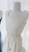 韓版西裝材質鬆緊排釦長裙套裝-杏/藍