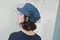 立體網紗裝飾 丹寧報童帽