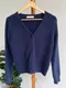靛藍安哥拉羊毛Ｖ領罩衫