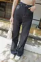 寶藏女孩-韓國復古深藍色顯瘦牛仔寬褲