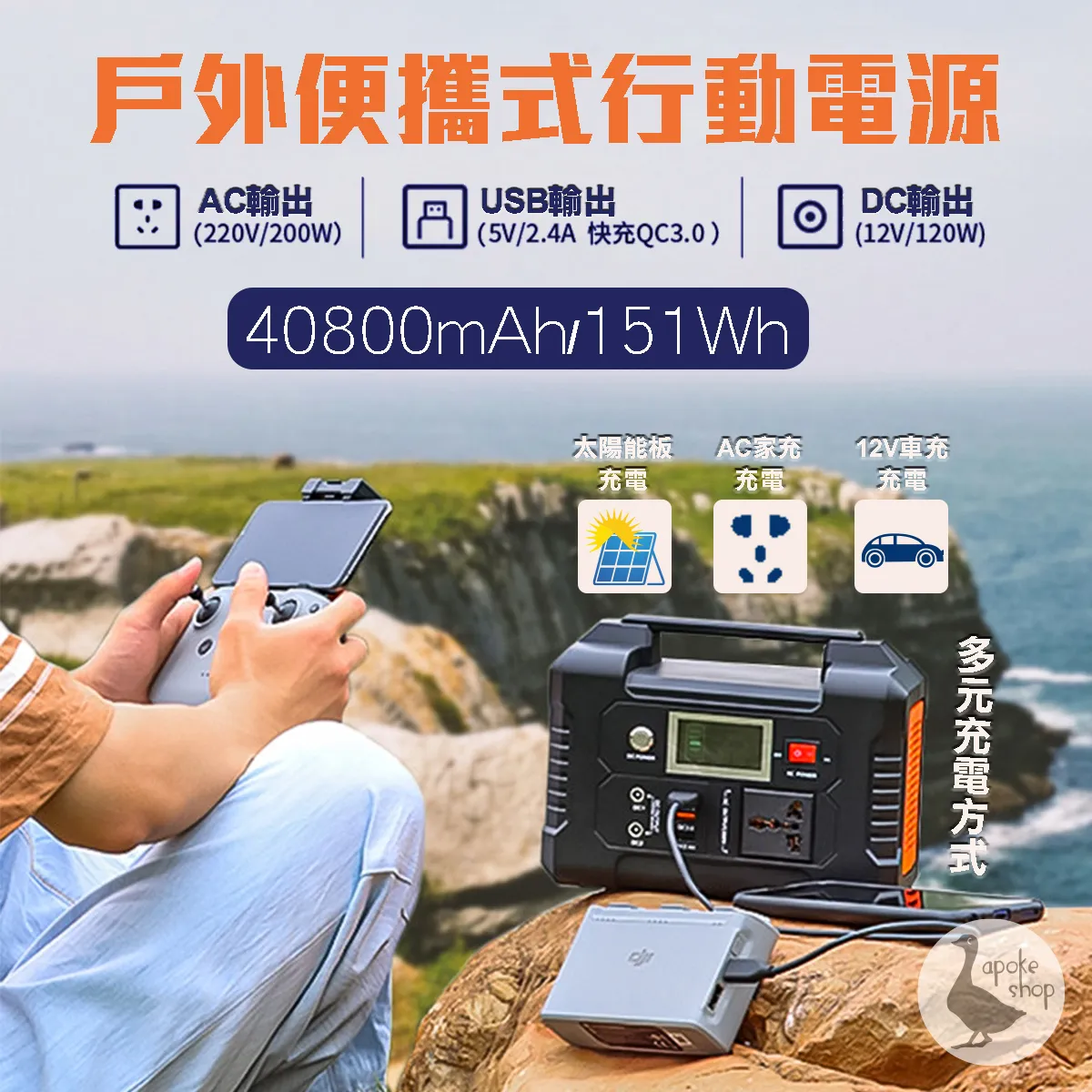 ポータブル電源 40800mAh/151Wh USB出力 急速充電QC3.0搭載