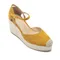 IVORY 麂皮草編楔型涼鞋-黃色