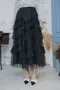 層疊抓褶 蓬鬆設計感紗裙__(3色：黑)