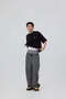 【26SS】韓國 雙腰頭格紋拼接條紋寬褲(2色)