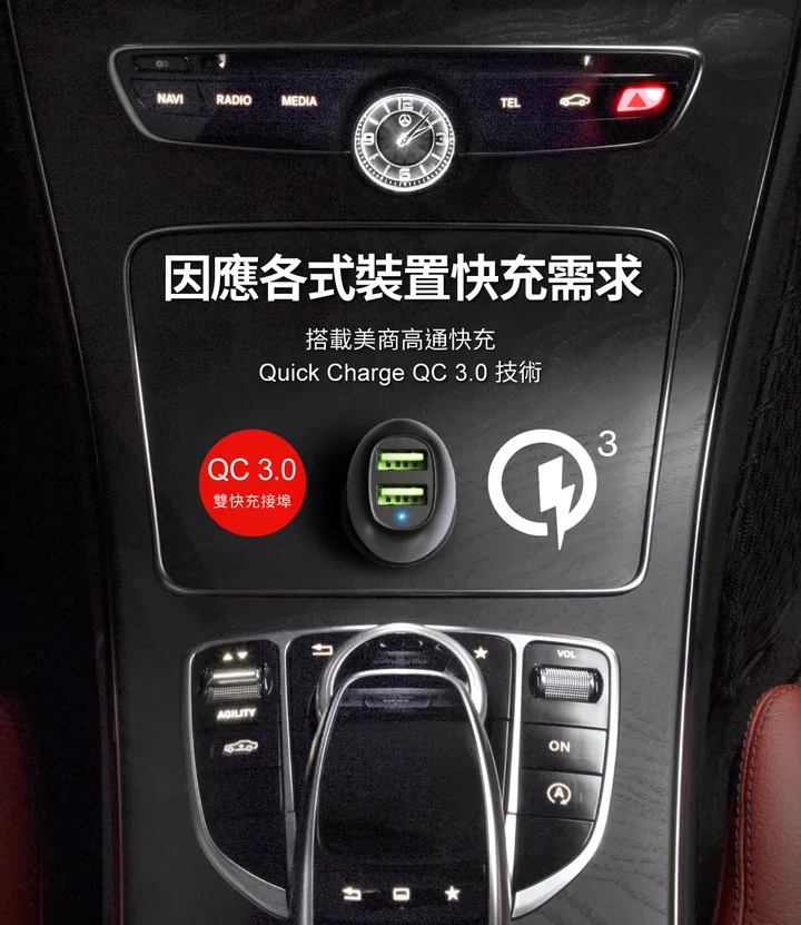 PS-U15 極速 QC 3.0 雙 USB 車用快充