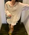 LINENNE－netting loose hoody zip up (ivory)：網狀寬鬆連帽外套
