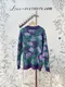 紫色花葉 羊刷毛鬆軟針織上衣