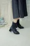 皮革蝴蝶結 黑色針織襪靴_(35~40)