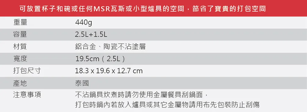 【MSR】Ceramic 陶瓷硬鋁不沾鍋 1.5L+2.5L