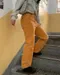 LINENNE－orange dyeing pants (orange)：洗舊橙色牛仔褲