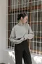 垂領排釦絲滑上衣 (兩色)