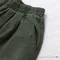 造型壓褶柳綠色條絨寬褲