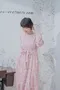 櫻粉小花 方領絲滑圓裙洋裝＿(2色:粉)
