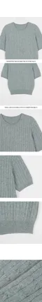 Slowand－Half Cable Knit 日常短袖針織衫：9 color