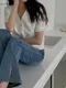 【預購】正韓 小香風毛尼格紋短袖罩衫上衣