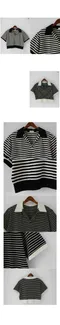 A little b－ kitch stripe top (2colors)：開襟領條紋上衣