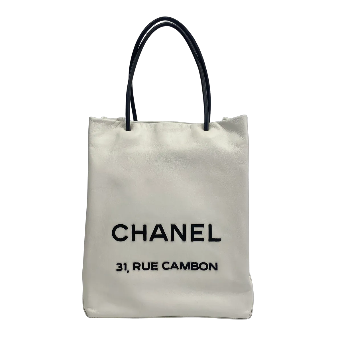 CHANEL VIntage | 白色LOGO總店紙袋包拖特包手提/肩背包