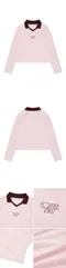 【24SS】Covernat 撞色領線框LOGO短版長袖上衣(粉)