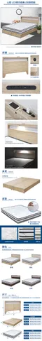 【A FACTORY 傢俱工場】山田 LED燈光插座USB房間3件組(床頭+3分底+床墊)-雙大6尺