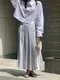 LINENNE －satin pleats skirt (silver)