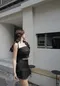 Vibe聚光燈-韓國線條平口上衣+線條百褶裙 套裝