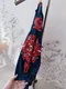 異域花型刺繡 流蘇綁帶棉麻長洋裝＿（2色：藍）