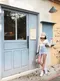 韓國天空藍刷破鬚鬚短裙