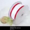 W032 鐵絲邊雙邊紅線白底緞帶 38mm  (W032 White Wired Ribbon with Red Stripes -38mm )