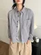 【26FW】韓國 細密格紋短版長袖襯衫(3色)