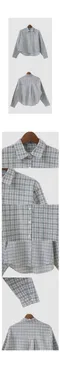 어리틀빗A little b－wooden check shirt (1color)：格紋清透襯衫