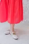 螢光裙襬 異素材拼接洋裝＿(2色:粉）