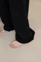 立體抽繩舒適闊腿棉褲 (黑)