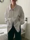 LINENNE品牌自訂款－classic over stripe shirt (white)直條紋寬鬆襯衫