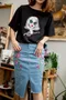 花束刺繡牛仔裙(淺藍) Embroidered Denim Skirt