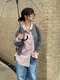 LINENNE品牌自訂款－berry stripe over shirt (pink)：粉色直條紋襯衫