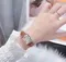 Anne Klein女款皮革水晶方錶