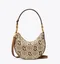 TORY BURCH MINI T MONOGRAM EMBROIDERED RABBIT CRESCENT BAG